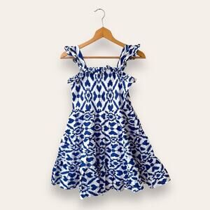 Janie and Jack Ikat Ruffle Trim Sundress Bright Night Print 12 Girl's